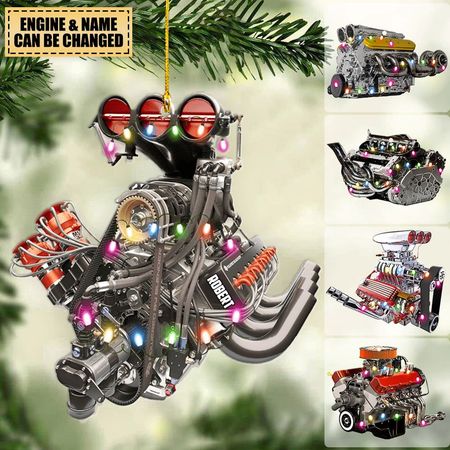 Drag Racing Hot Rod V8 Motor, individuelles Drag Racing-Ornament, Weihnachtsgeschenk für Rennsportfans